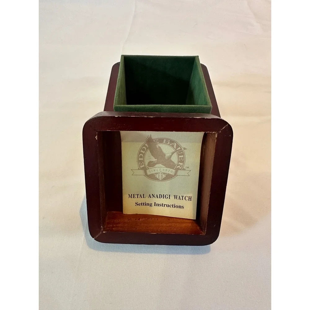 Eddie Bauer Watch Box‎ Wood Display Case Vintage Jewelry Storage Brown